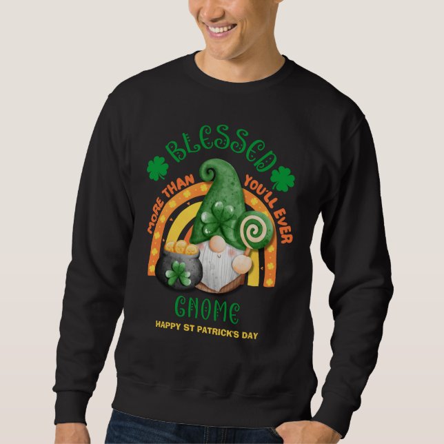 Sweatshirt Jour de la Saint Patrick BLESSEE Green Irish Gnome (Devant)