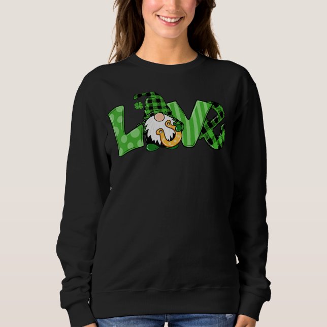 Sweatshirt Jour de la Saint Patrick Buffalo Plaid Gnome Love  (Devant)