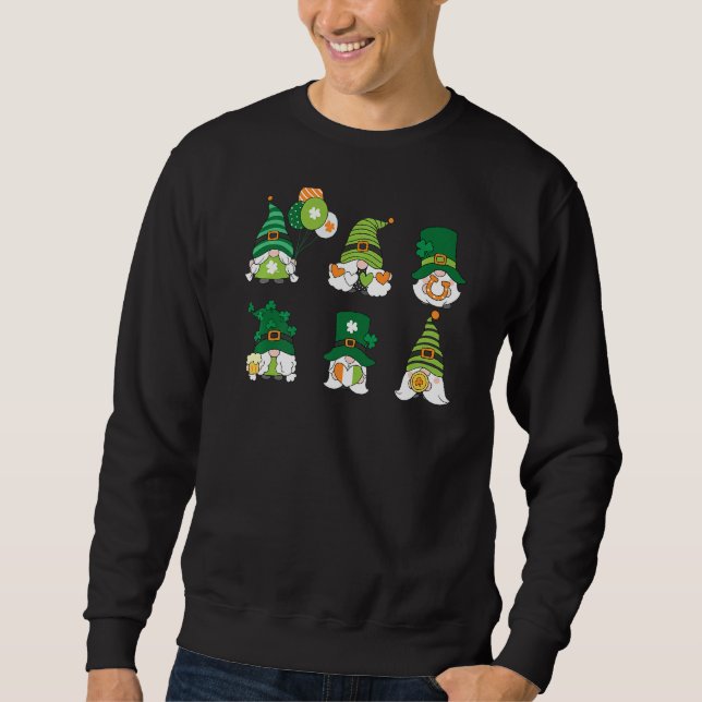 Sweatshirt Jour de la Saint Patrick Gnomes Shamrock Horseshoe (Devant)