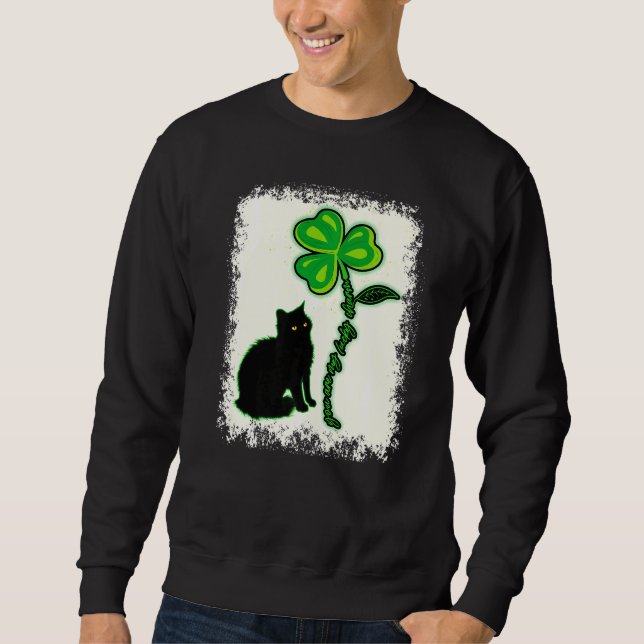 Sweatshirt Jour de la Saint Patrick Noir Chat Mon Chic Charme (Devant)
