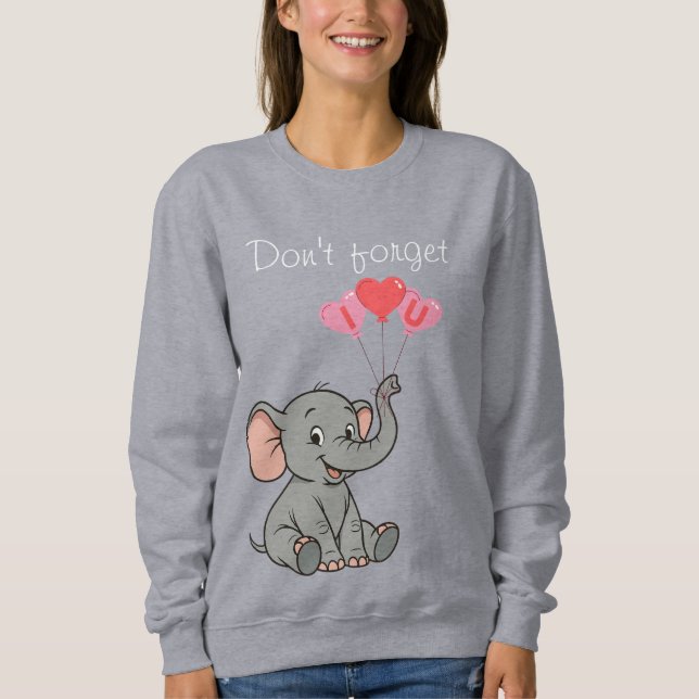 Sweatshirt Jour de la Saint-Valentin éléphant mignon (Devant)