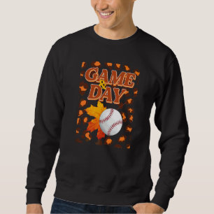 Sweatshirt Jour de match Léopard Feuilles d'automne Baseball