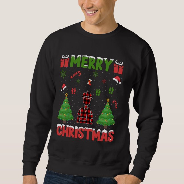 Sweatshirt Jour de Noël Arbre Rouge Buffalo a plaid Inspecteu (Devant)