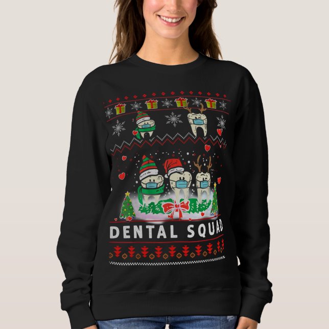 Sweatshirt Jour de Noël Pyjama Dental Squad Dents Vilain Noël (Devant)