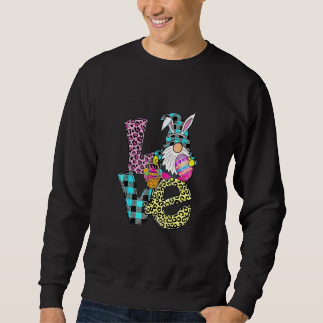 Sweatshirt Jour de Pâques Amour Gnomes Oeufs Chasse Lapin Ore (Devant)