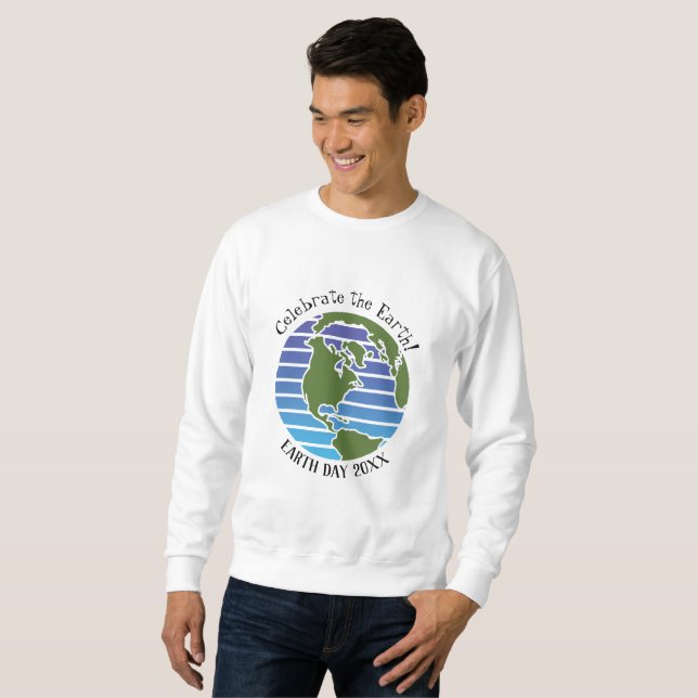 Sweatshirt Jour des terres Blue Green Globe Carte Planète (Devant entier)