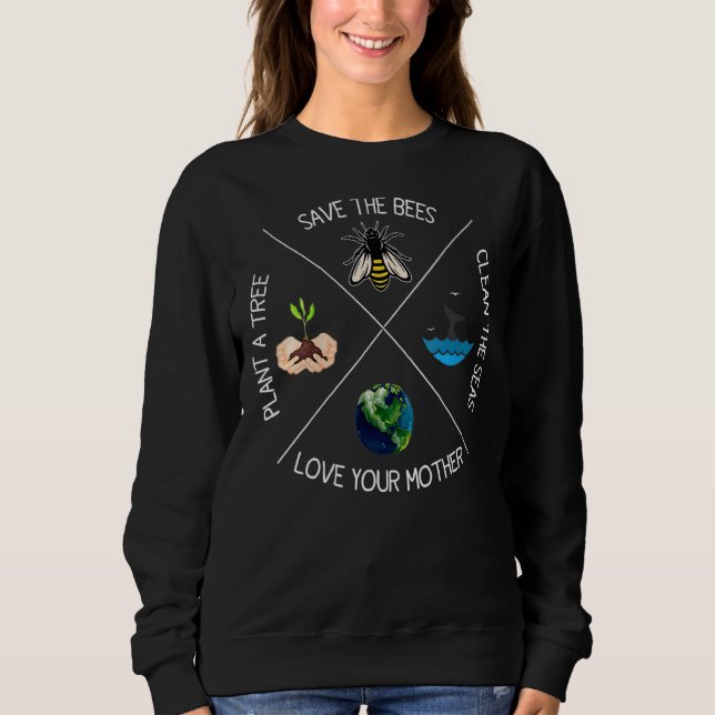 Sweatshirt Jour des terres des femmes Sauvez les abeilles Mer (Devant)