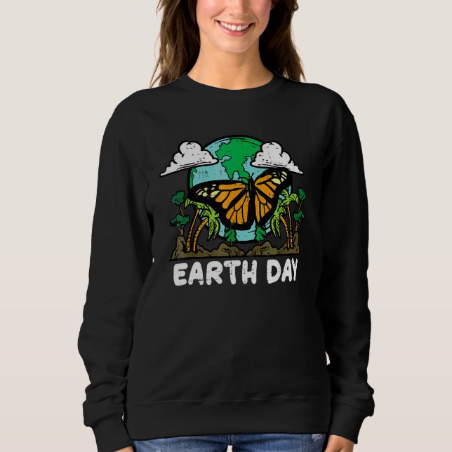 Sweatshirt Jour des terres Monarque Papillon Mignonne Environ (Devant)