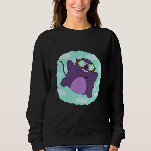 Sweatshirt Jour Dream volant Kitty Chat violet design graphiq (Devant)