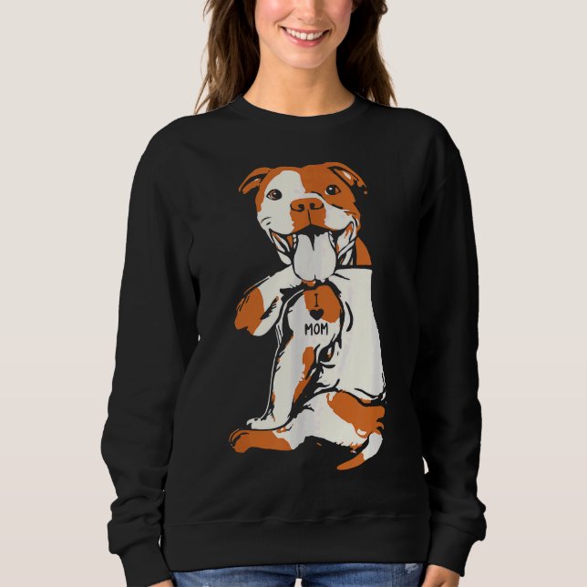 Sweatshirt Jour Drôle Chien Pitbull I Love Maman (Devant)