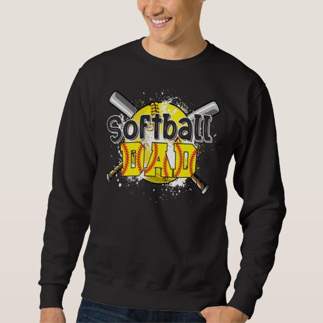 Sweatshirt Jour père de papa de softball Jour Fête des pères  (Devant)