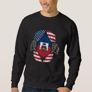 Sweatshirt Journée du drapeau haïtien américain Haïti Haïti R
