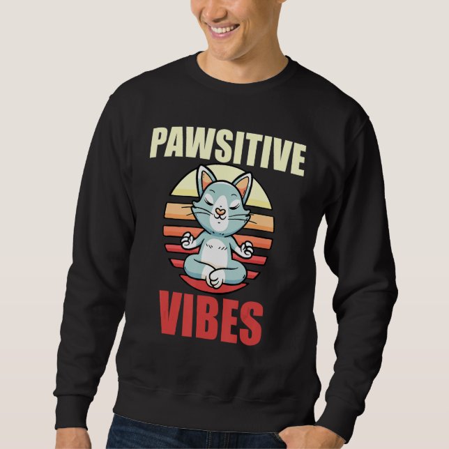 Sweatshirt Journée internationale du chat  Yoga félin (Devant)