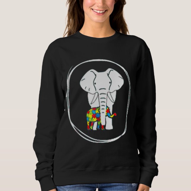 Sweatshirt Journée Mondiale de l'Autisme Eléphant Puzzle Pièc (Devant)