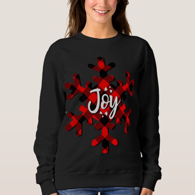 Sweatshirt Joy Buffalo Plaid Snowflake (Devant)