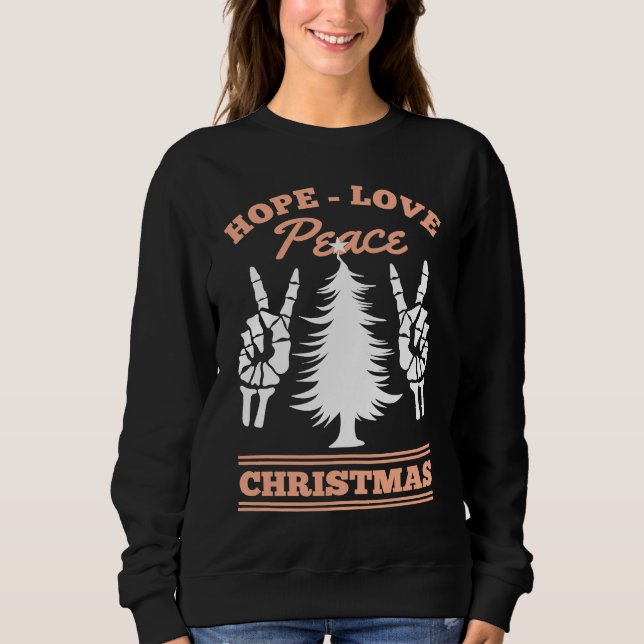 Sweatshirt Joy Hope Love Peace Christmas Tree Red Buffalo Pla (Devant)