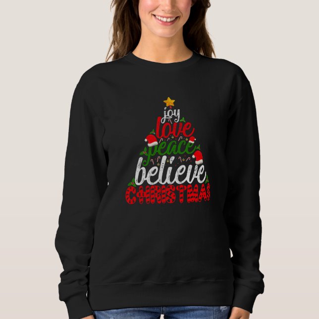 Sweatshirt Joy Love Peace Believe Christmas Santa PJ Costume  (Devant)