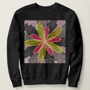 Sweatshirt Joy, Vert rose Anthracite Imaginaire Fleur Fractal