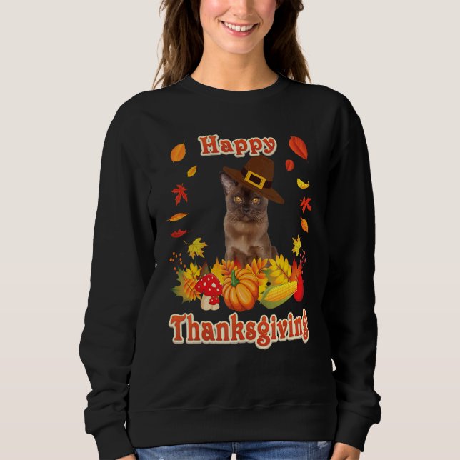 Sweatshirt Joyeuse Action de grâce chat birman Je suis reconn (Devant)