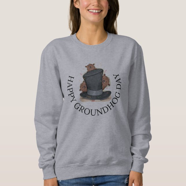 Sweatshirt Joyeuse Chemise de Jour de la Marmotte (Devant)
