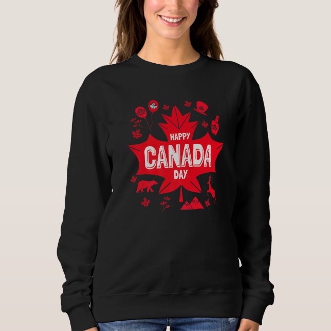 Sweatshirt Joyeuse fête de la fête du Canada Feuille d'érable (Devant)