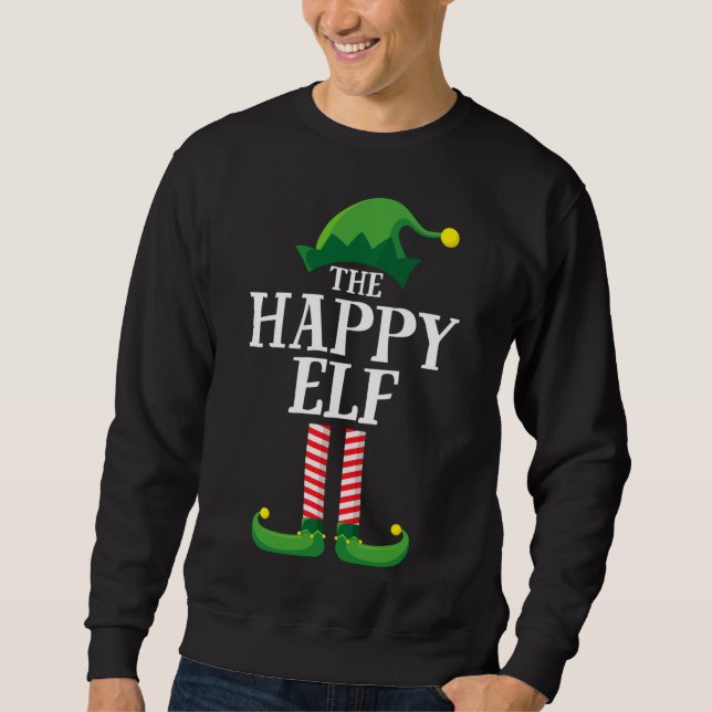 Sweatshirt Joyeuse fête de Noël d'un elfe jumelé à la famille (Devant)