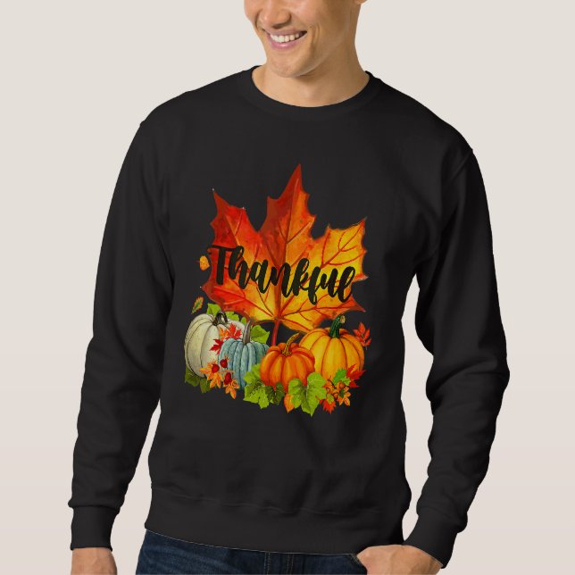 Sweatshirt Joyeuse fête de Thanksgiving Jour d'Automne Feuill (Devant)