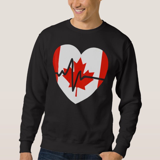Sweatshirt Joyeuse fête du Canada Infirmière à rythme cardiaq (Devant)
