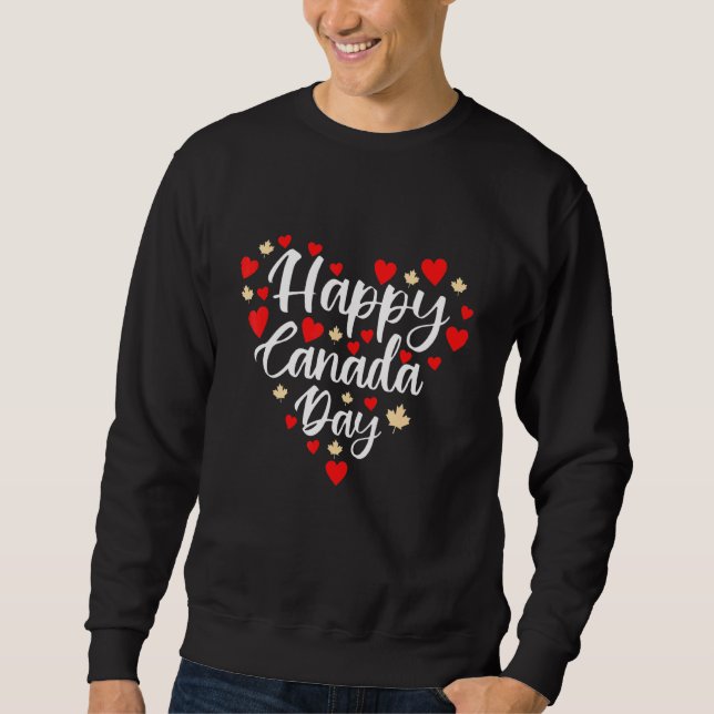 Sweatshirt Joyeuse fête du Canada J'aime Canada Coeur Feuille (Devant)