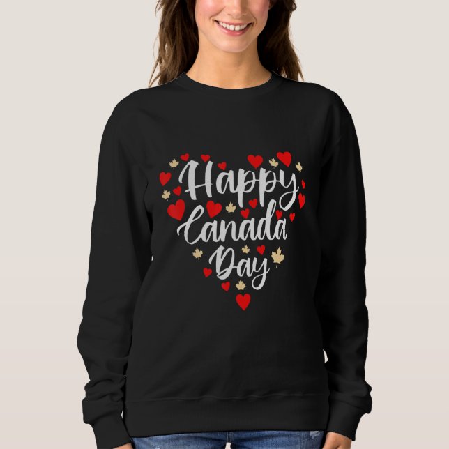 Sweatshirt Joyeuse fête du Canada J'aime Canada Coeur Feuille (Devant)
