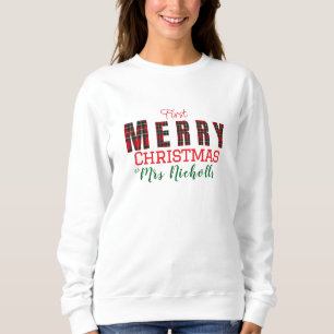 Sweatshirt Joyeuse Mme Royal Stewart Rouge 1ère Plaid de Noël