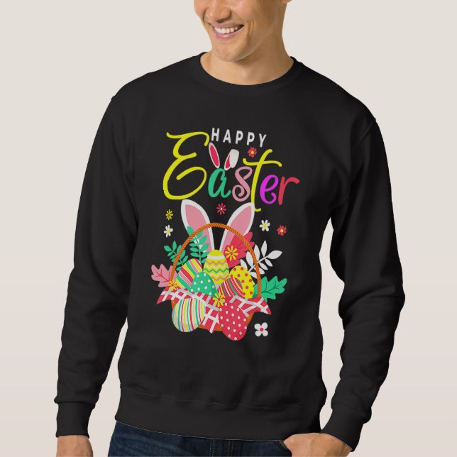 Sweatshirt Joyeuse Panier OEufs de Pâques Oreilles de lapin (Devant)