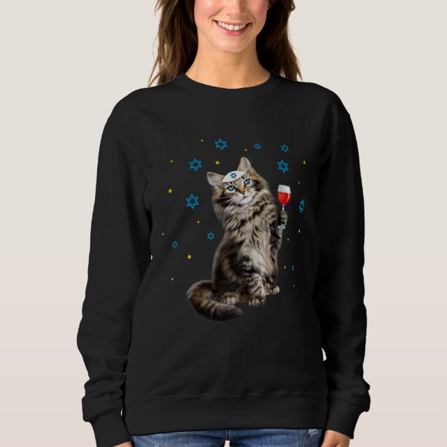 Sweatshirt Joyeuse Pâque Maine Coon Cat  Seder Fête juive (Devant)
