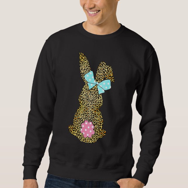 Sweatshirt Joyeuse Pâques mignonne Leopard Lapin Rabbit Femme (Devant)