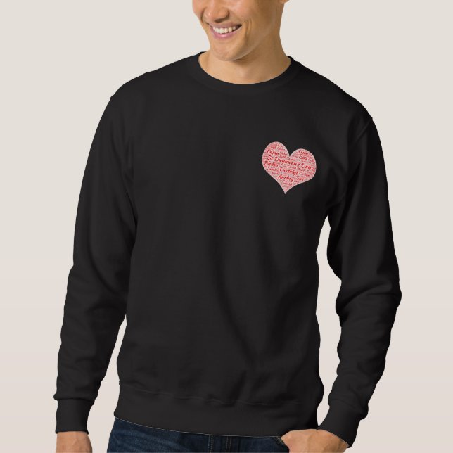 Sweatshirt Joyeuse Saint-Dwynwen - Nuage de mots en forme de  (Devant)