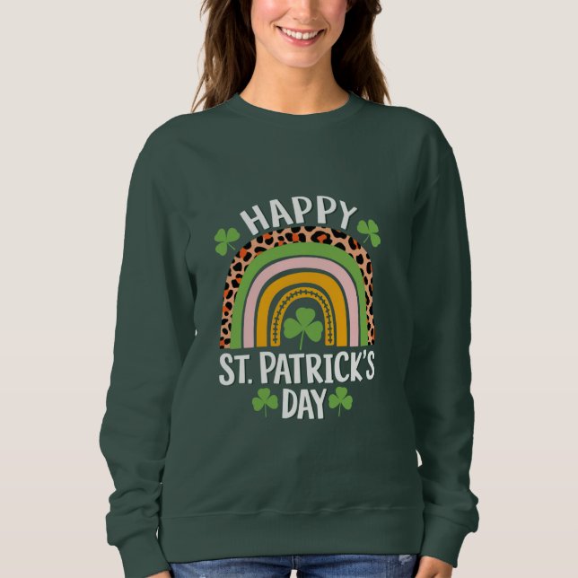 Sweatshirt Joyeuse Saint Patrick journée Arc-en-ciel Trèfle  (Devant)