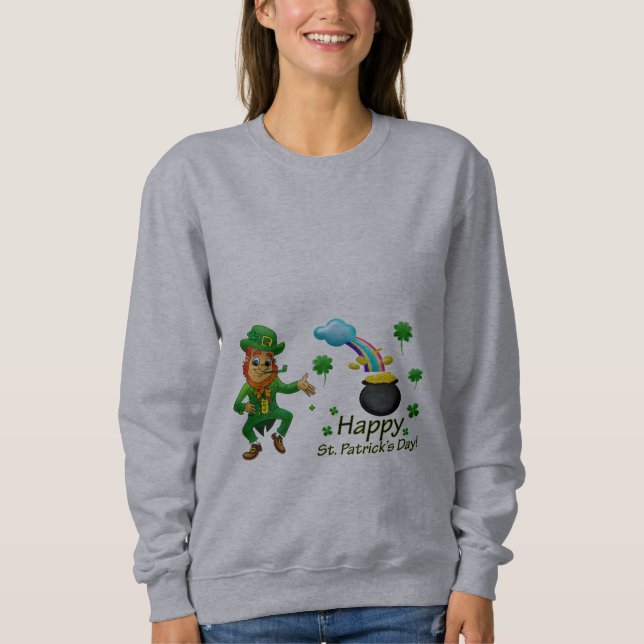 Sweatshirt Joyeuse Saint-Patrick Leprechaun Arc-en-ciel  (Devant)