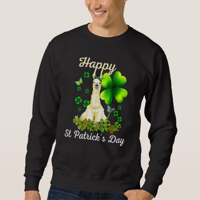 Sweatshirt Joyeuse St Patrick Llama Shamrock Vert Joyeux S (Devant)