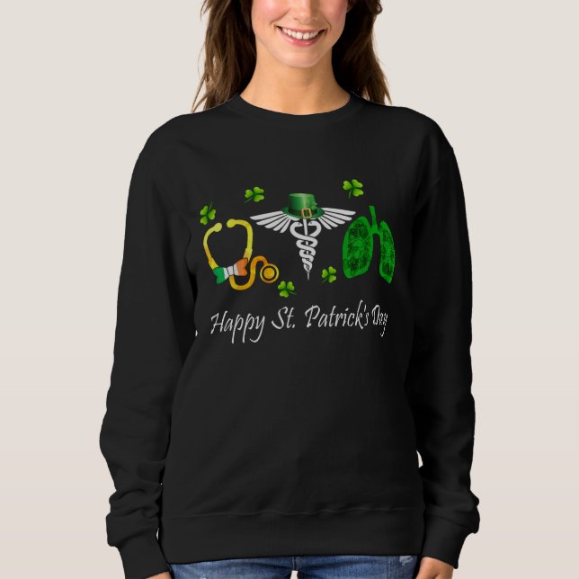 Sweatshirt Joyeuse St Patrick's Day Stethoscope Symbole Poumo (Devant)