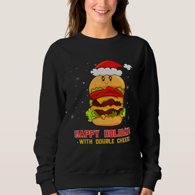 Sweatshirt Joyeuses Fêtes Avec Double Fromage Noël Fromage (Devant)