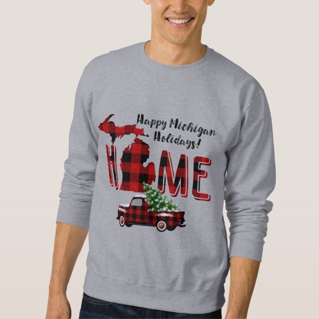 Sweatshirt Joyeuses fêtes ! | Buffalo Plaid Check Michigan (Devant)