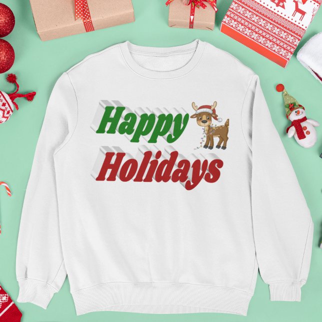 Sweatshirt Joyeuses fêtes Reindeer typographie de Noël (Créateur téléchargé)
