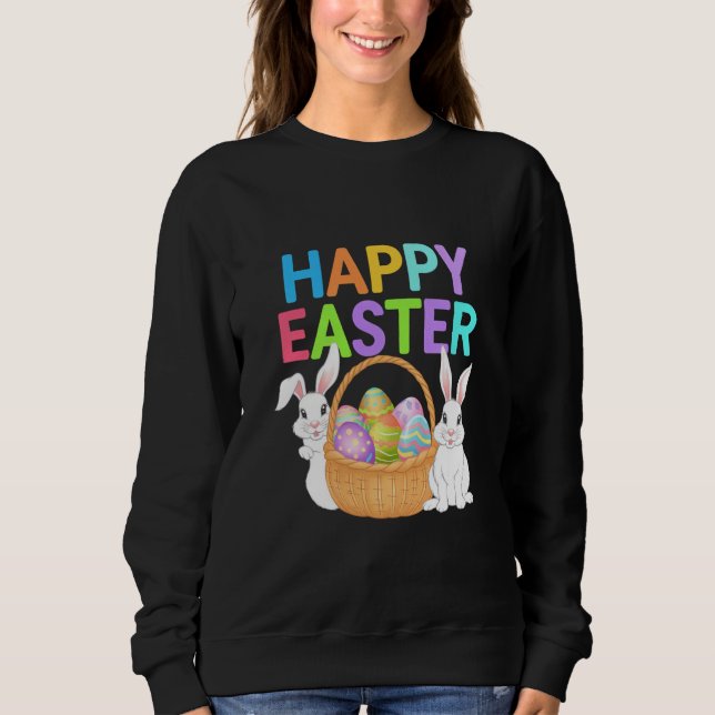 Sweatshirt Joyeuses Pâques 2025  Œufs Lapin Mignon (Devant)
