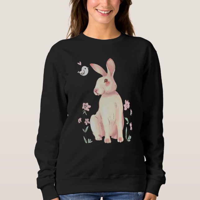 Sweatshirt Joyeuses Pâques avec lapin sucré  4 (Devant)
