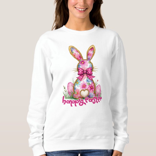 Sweatshirt Joyeuses Pâques Lapin Floral Lapin de Pâques Flora (Devant)