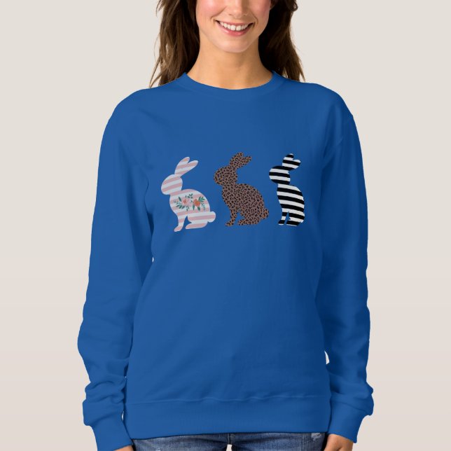 Sweatshirt Joyeuses Pâques Léopard de Pâques Lapin Mignon  (Devant)
