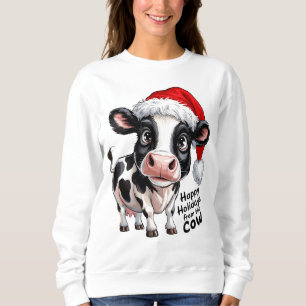 Sweatshirt Joyeuses Vacances Vache Santa Hat