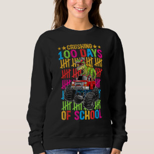 Sweatshirt Joyeux 100 Jours De Garçons Scolaires Dino Monster