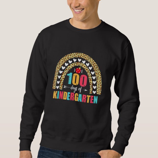 Sweatshirt Joyeux 100E Jour De L'École Kinder Garten Enseigne (Devant)