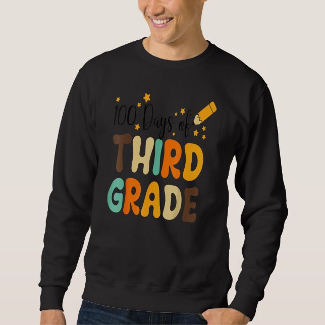 Sweatshirt Joyeux 100e jour d'école Rétro Groovy 100 jours Th (Devant)